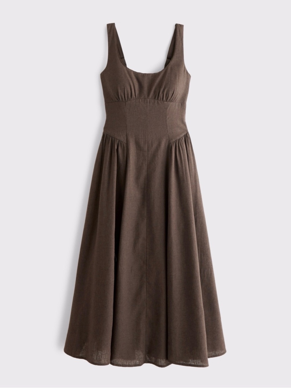 Abercrombie Linen-Blend A&F Bra-Free Dylan Midi Dress size Medium - Picture 2 of 2